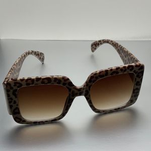 Square leopard cheetah frame sunglasses. New without tags